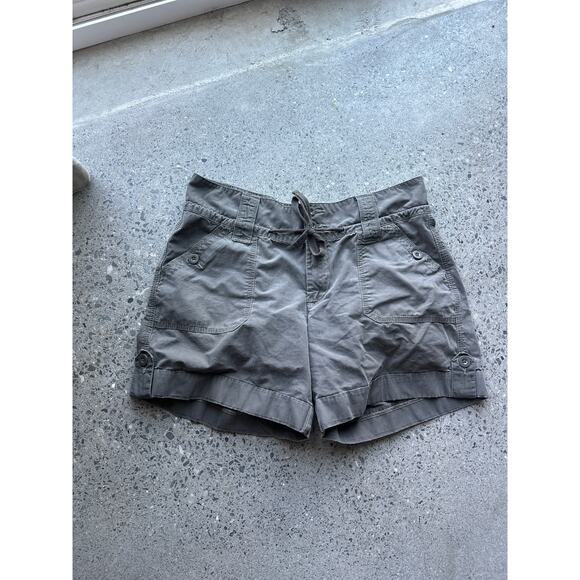 Women's 14 Shorts Green Gray Cargo Baggy Shorts Waist Tie - Picture 1 of 3
